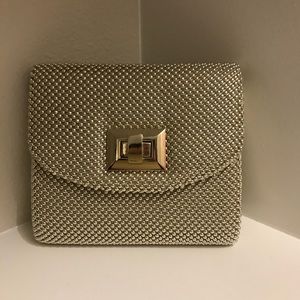 Champagne Metallic Beaded Clutch